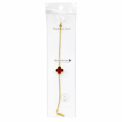 Brățară aurie Roxé cu simbol bordo elegant, reglabilă 16.5+6 cm