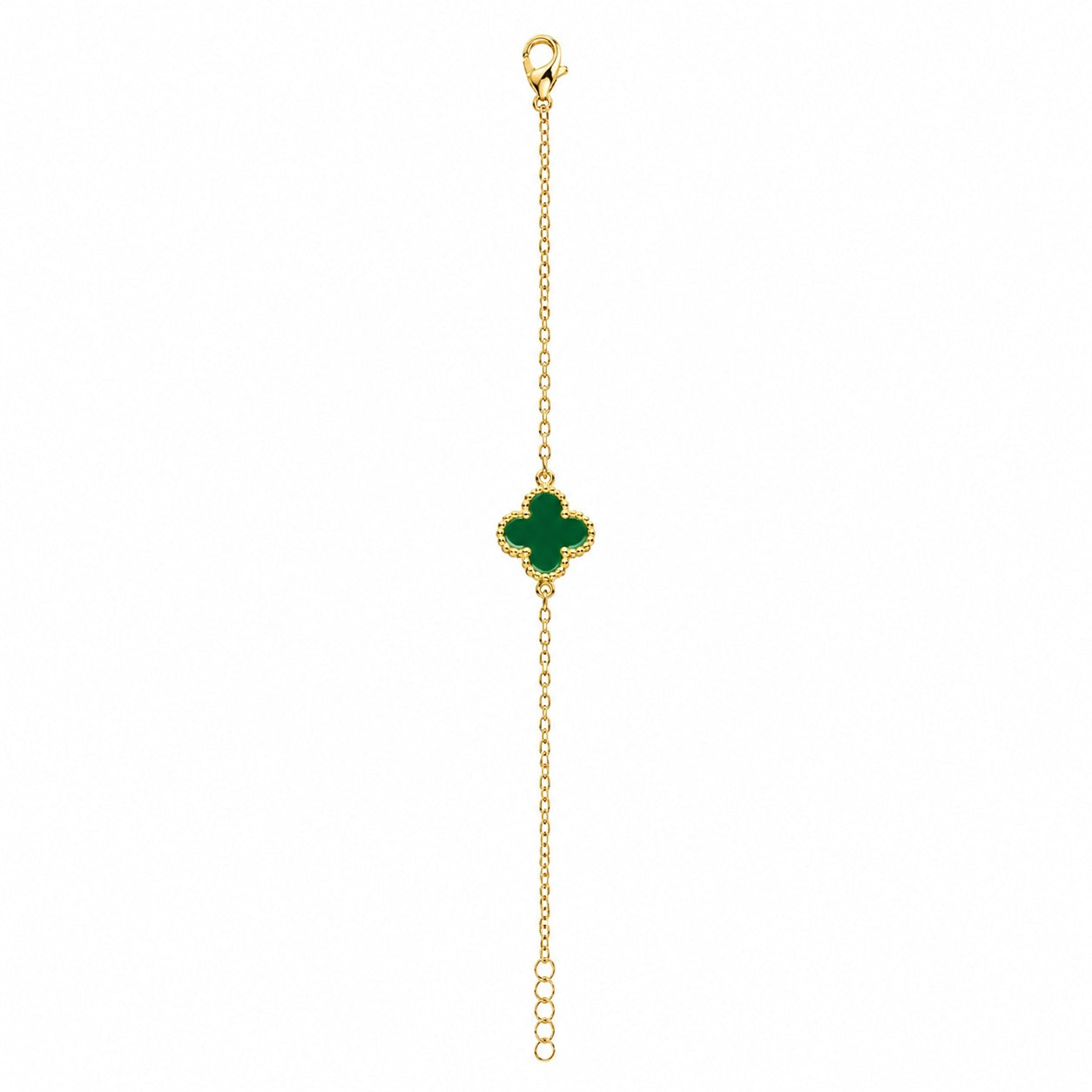 Brățară aurie Roxé cu simbol verde elegant, reglabilă 16.5+6 cm