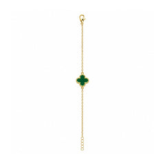 Brățară aurie Roxé cu simbol verde elegant, reglabilă 16.5+6 cm