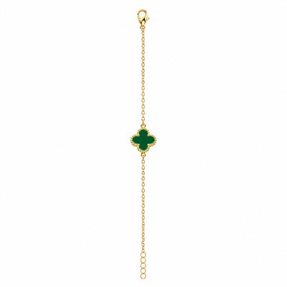 Brățară aurie Roxé cu simbol verde elegant, reglabilă 16.5+6 cm