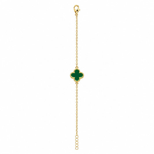 Brățară aurie Roxé cu simbol verde elegant, reglabilă 16.5+6 cm