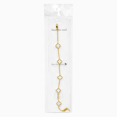 Brățară aurie Roxé cu simboluri albe elegante, reglabilă 18+5 cm