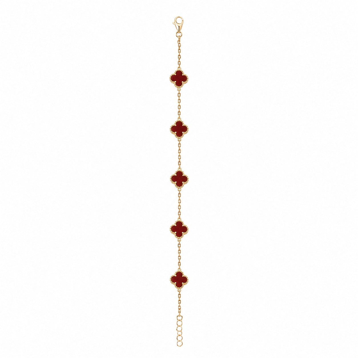 Brățară aurie Roxé cu simboluri bordo elegante, reglabilă 18+5 cm