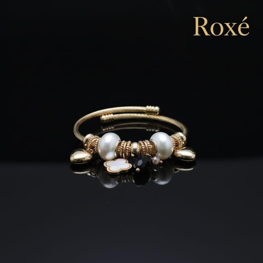 Bratara dama ROXE aurie cu charmuri elegante si pandantive moderne, stil fashion