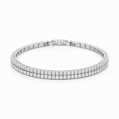 Bratara eleganta Roxe argintie cu cristale stralucitoare, design elegant, 17.5 cm