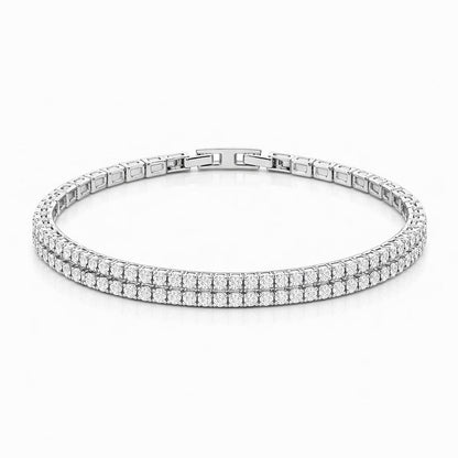 Bratara eleganta Roxe argintie cu cristale stralucitoare, design elegant, 17.5 cm