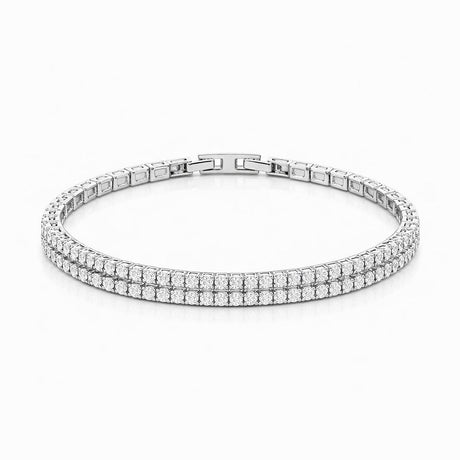 Bratara eleganta Roxe argintie cu cristale stralucitoare, design elegant, 17.5 cm