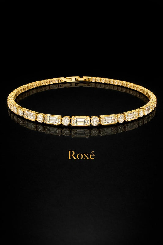 Bratara eleganta Roxe aurie cu cristale mixte, 18 cm