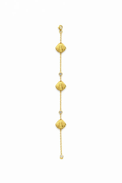 Bratara premium aurie ROXE cu scoici elegante si cristale fine, reglabila 17.5+5 cm