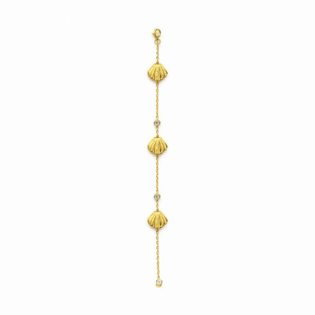 Bratara premium aurie ROXE cu scoici elegante si cristale fine, reglabila 17.5+5 cm