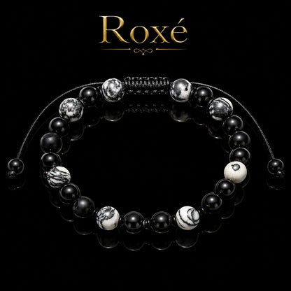 Bratara reglabila Roxe barbati negru cu alb design modern elegant premium