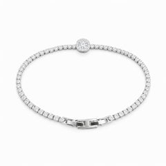 Brățară Roxé Argintie cu Cristal Central și Pietricele, 18 cm