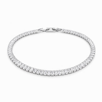 Brățară Roxe Argintie cu Cristale Dreptunghiulare – Eleganță Modernă, 18 cm