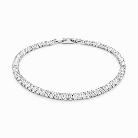 Brățară Roxe Argintie cu Cristale Dreptunghiulare – Eleganță Modernă, 18 cm