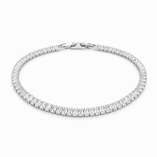 Brățară Roxe Argintie cu Cristale Dreptunghiulare – Eleganță Modernă, 18 cm