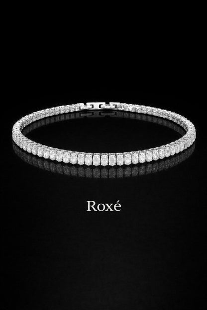 Brățară Roxé Argintie cu Cristale Dreptunghiulare Fine – Eleganță Subtilă, 18 cm