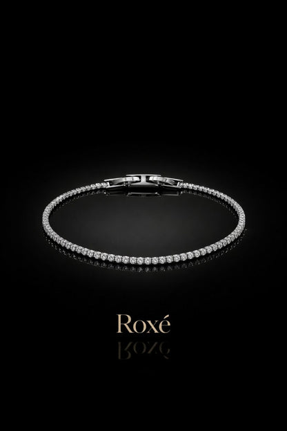 Bratara Roxe argintie cu cristale rotunde delicate , 19 cm, material inoxidabil