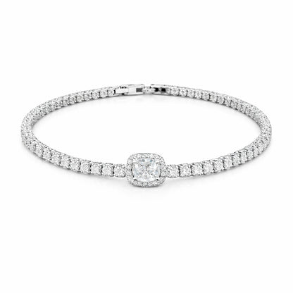 Bratara Roxe argintie cu pietricele si cristal central, eleganta, 18cm