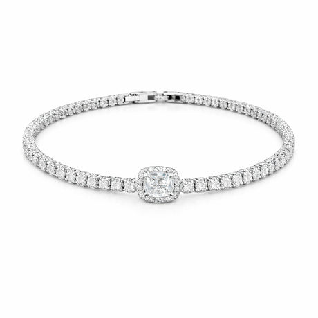 Bratara Roxe argintie cu pietricele si cristal central, eleganta, 18cm
