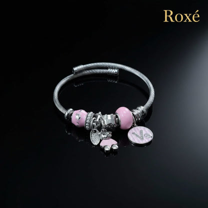 Bratara ROXE argintie cu ursulet charmuri elegante dama cadou stil modern