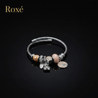 Bratara ROXE argintie cu ursulet charmuri elegante dama cadou stil modern
