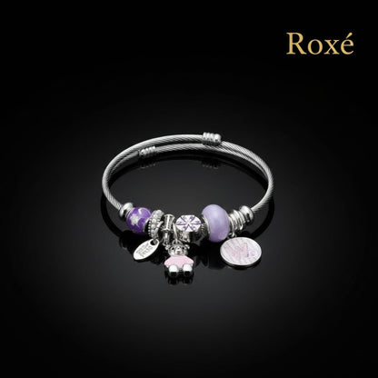 Bratara ROXE argintie cu ursulet charmuri elegante dama cadou stil modern
