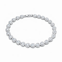 Bratara ROXE argintie eleganta cu inimioare din cristale stralucitoare, design romantic premium, 20 cm