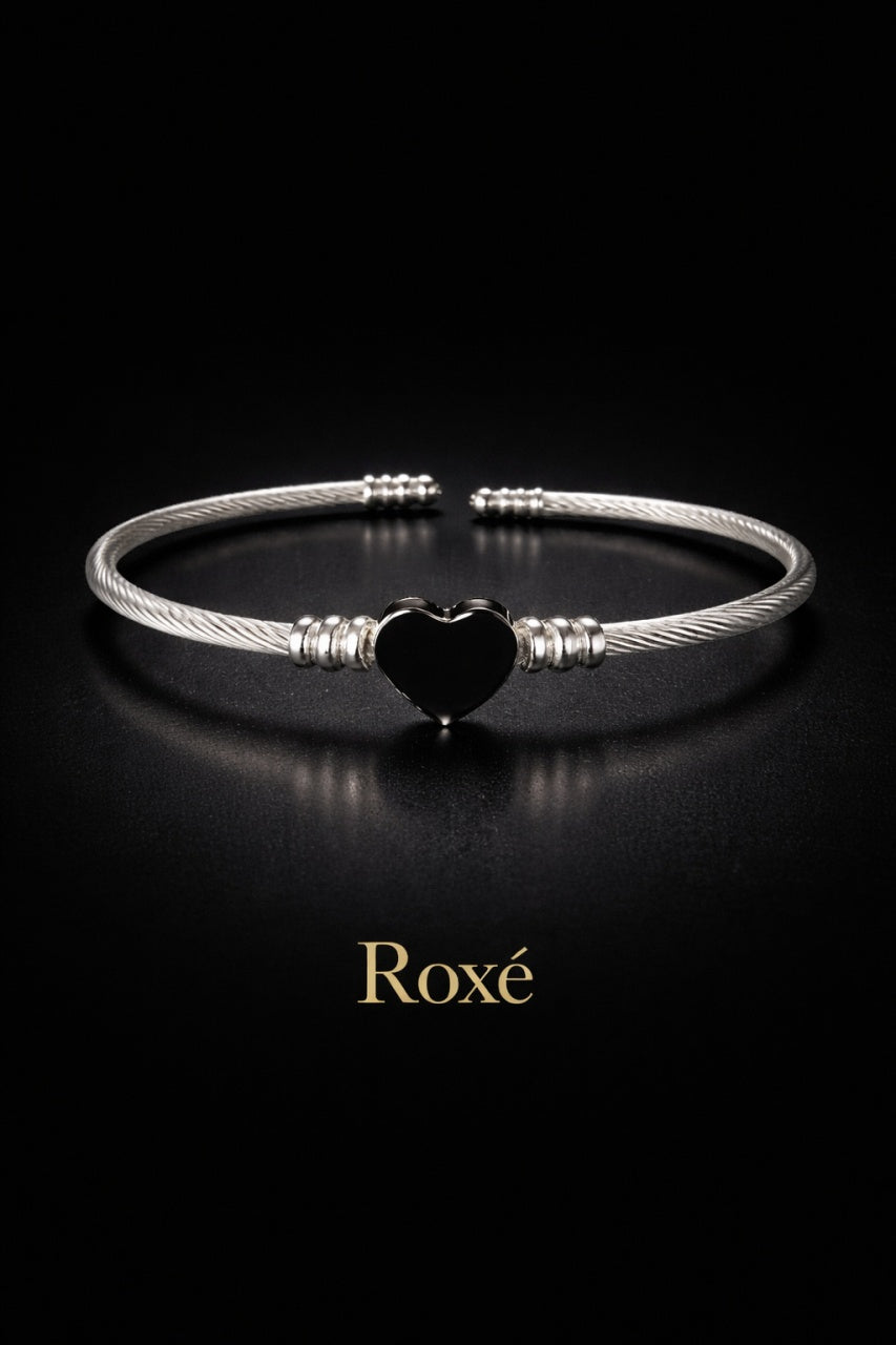Bratara ROXE argintie reglabila cu inimioara design elegant minimalist
