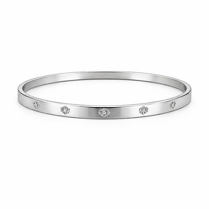 Bratara ROXE argintie rigida cu cristale discrete design elegant inchizatoare fixa