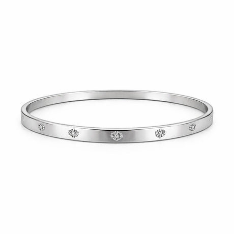 Bratara ROXE argintie rigida cu cristale discrete design elegant inchizatoare fixa