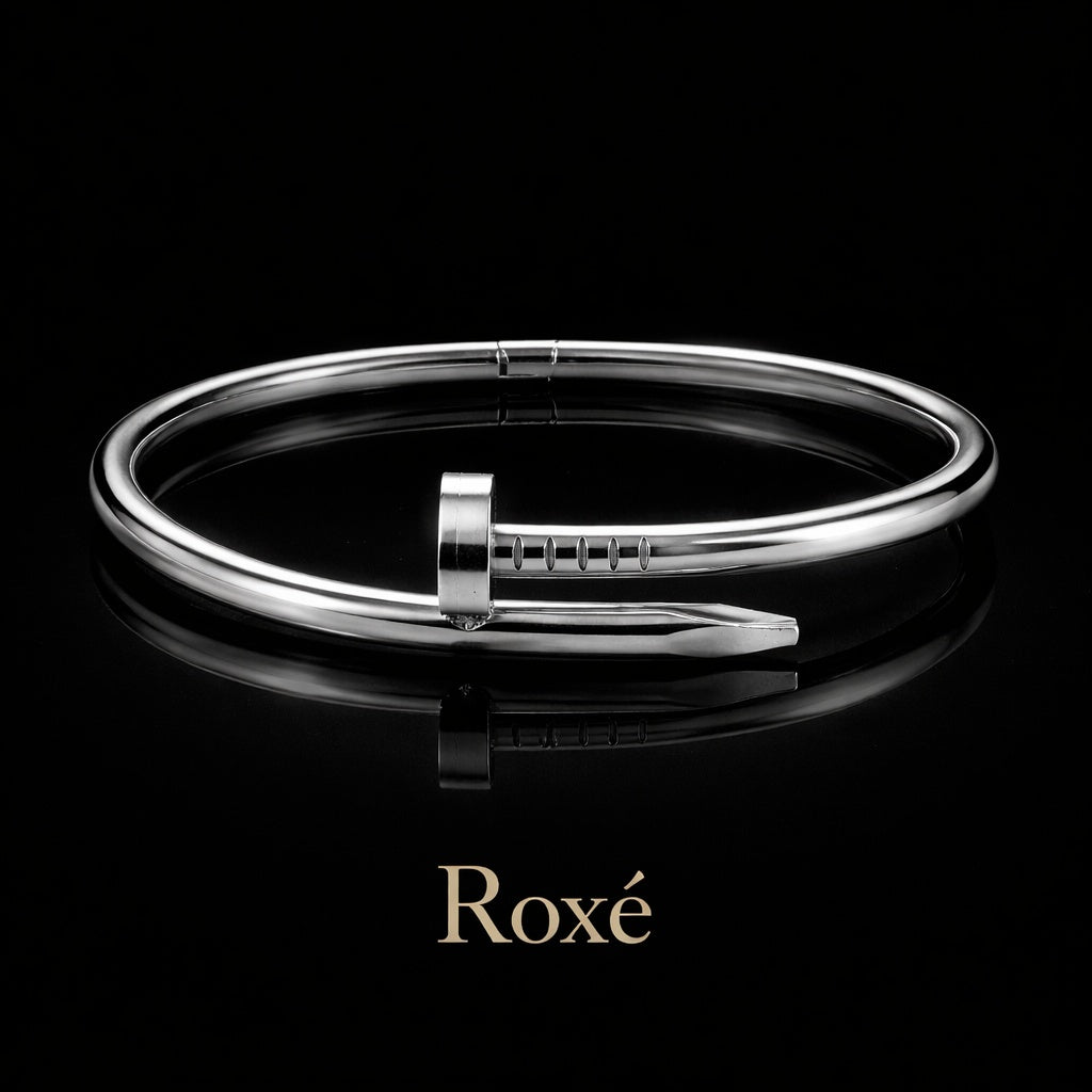 Bratara ROXE argintie tip cui design modern minimalist inchidere fixa