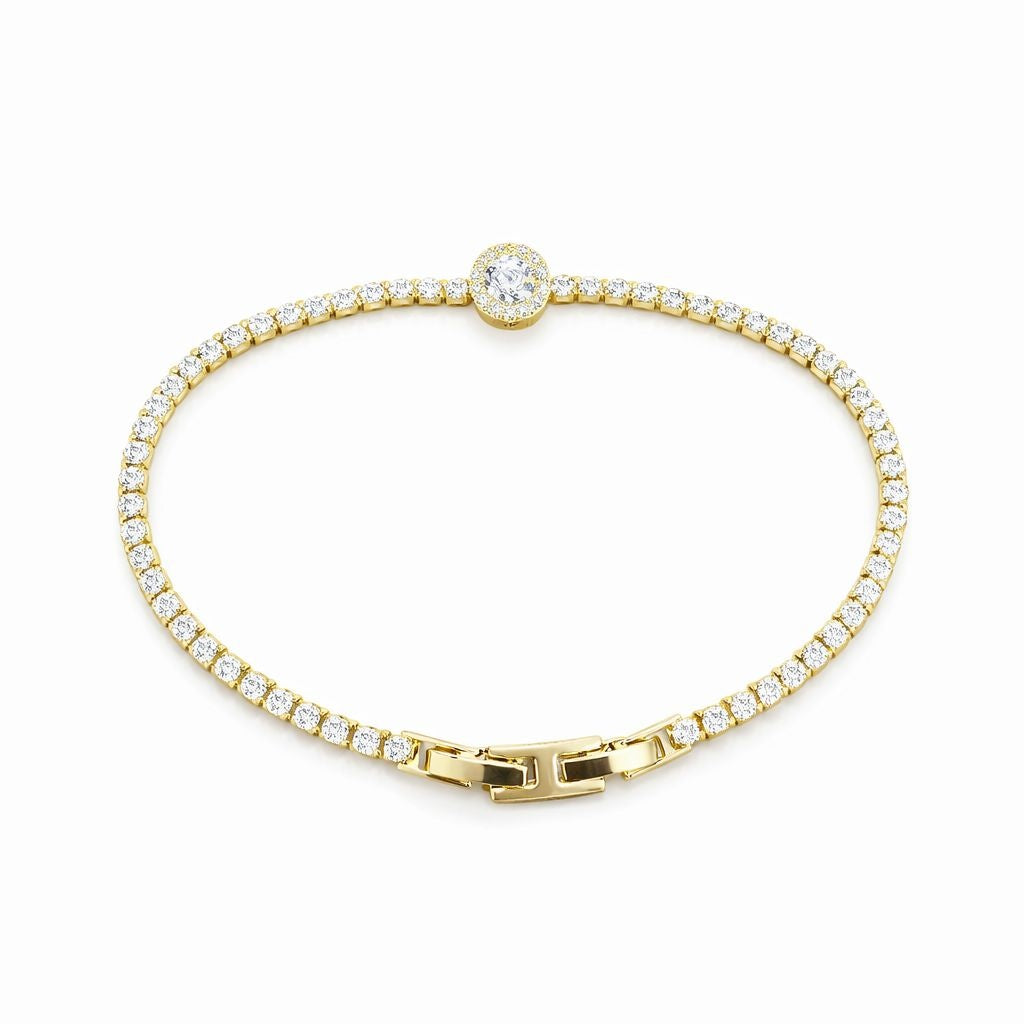 Brățară Roxe Aurie cu Cristal Central , material inoxidabil, 18 cm
