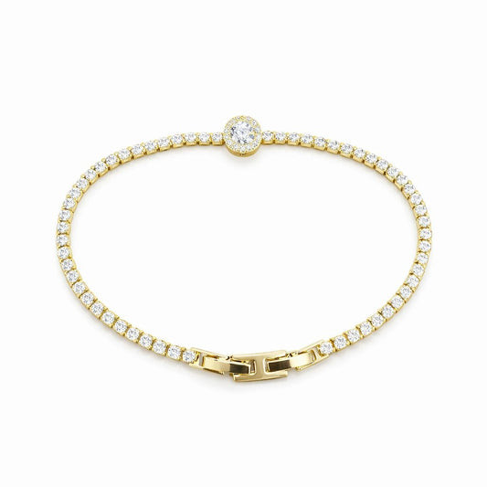 Brățară Roxe Aurie cu Cristal Central , material inoxidabil, 18 cm