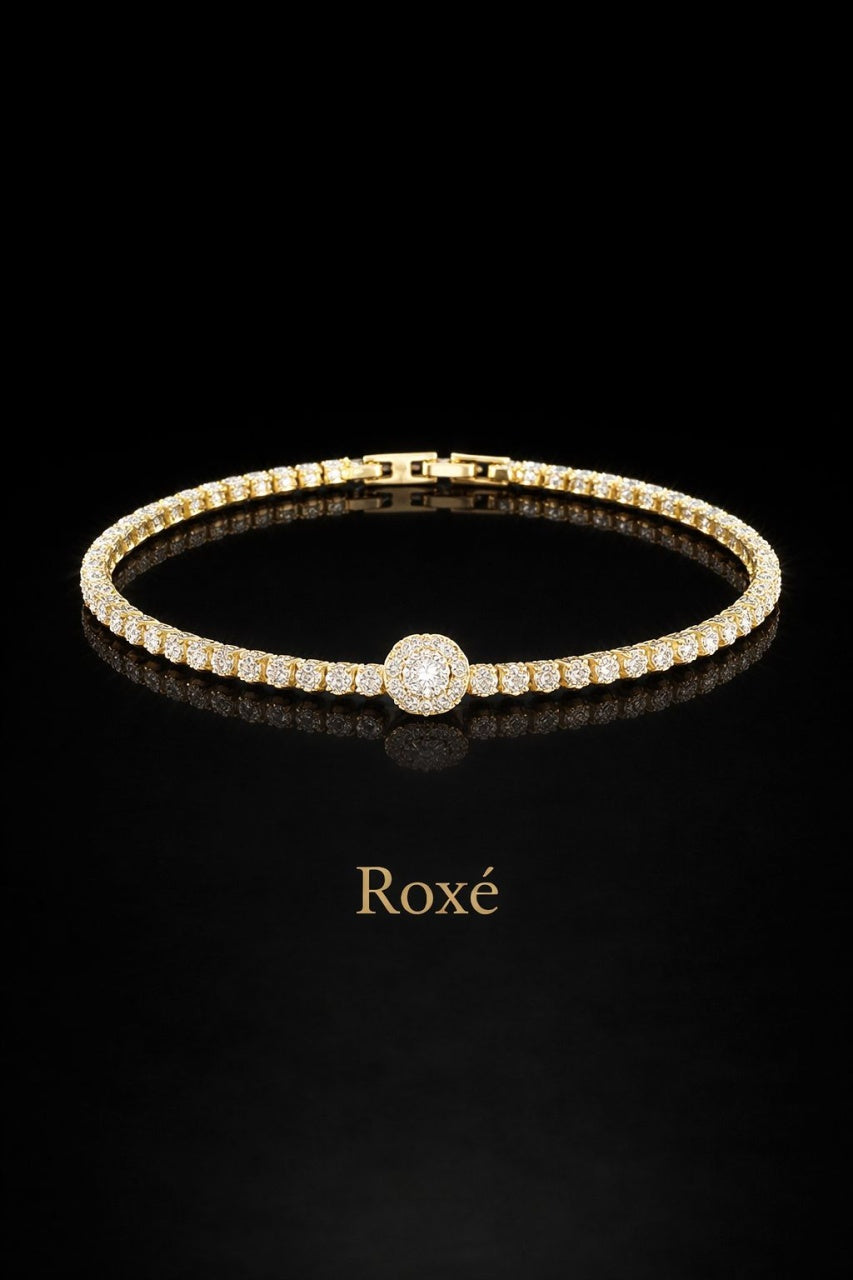 Brățară Roxe Aurie cu Cristal Central , material inoxidabil, 18 cm
