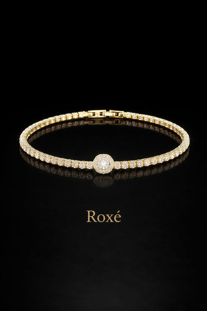 Brățară Roxe Aurie cu Cristal Central , material inoxidabil, 18 cm