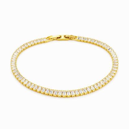 Brățară Roxe Aurie cu Cristale Dreptunghiulare – Strălucire Elegantă, 18 cm