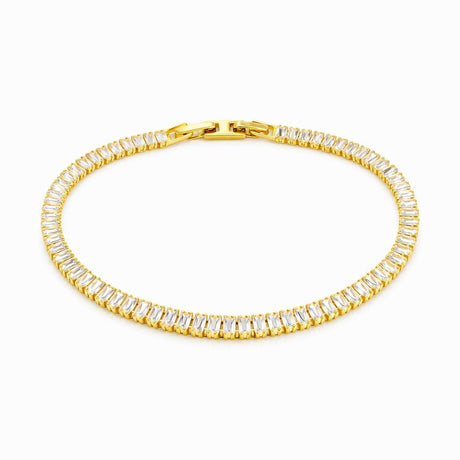 Brățară Roxé Aurie cu Cristale Dreptunghiulare Fine – Eleganță Delicată, 18 cm