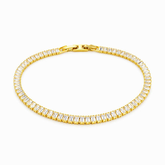 Brățară Roxé Aurie cu Cristale Dreptunghiulare Fine – Eleganță Delicată, 18 cm