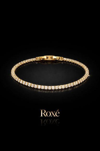 Brățară Roxé Aurie cu Cristale Fine – Strălucire Elegantă, 17.5 cm