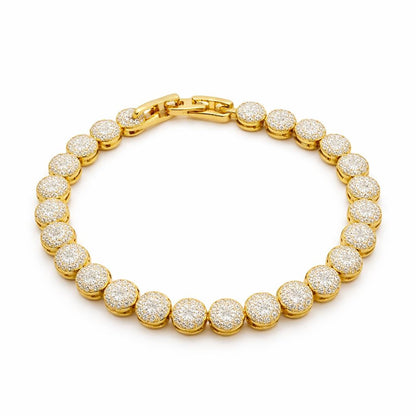 Bratara ROXE aurie cu cristale stralucitoare, design elegant circular, 19 cm