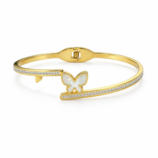 Bratara ROXE aurie cu fluture si cristale stralucitoare design elegant inchidere fixa