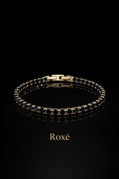 Brățară Roxé Aurie cu Pietricele Negre – Elegantă, 18 cm