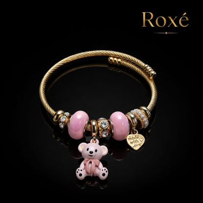 Bratara ROXE aurie cu ursulet charmuri elegante dama cadou stil modern