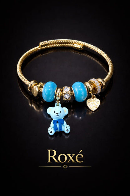 Bratara ROXE aurie cu ursulet charmuri elegante dama cadou stil modern