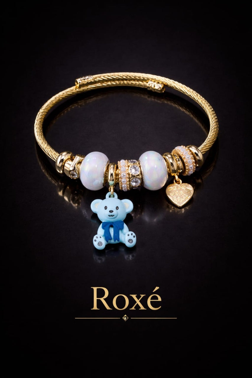Bratara ROXE aurie cu ursulet charmuri elegante dama cadou stil modern