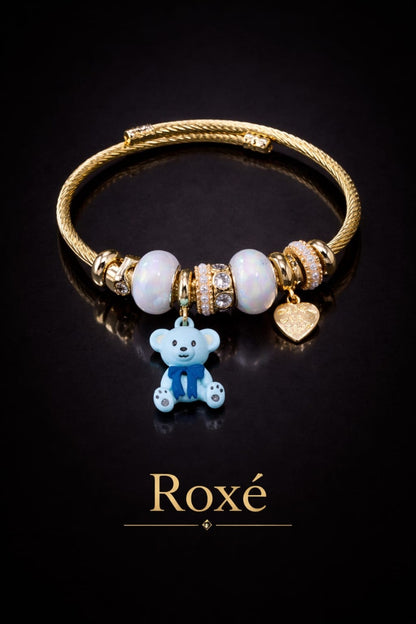 Bratara ROXE aurie cu ursulet charmuri elegante dama cadou stil modern