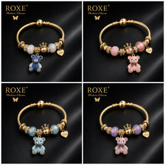 Bratara ROXE aurie cu ursulet charmuri elegante dama cadou stil modern