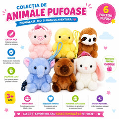 Breloc Plus Animaluțe Pufoase , 12cm – Jucărie de Pluș cu Șnur, Model Aleatoriu, 6 Modele Drăgălașe, 3+ Ani