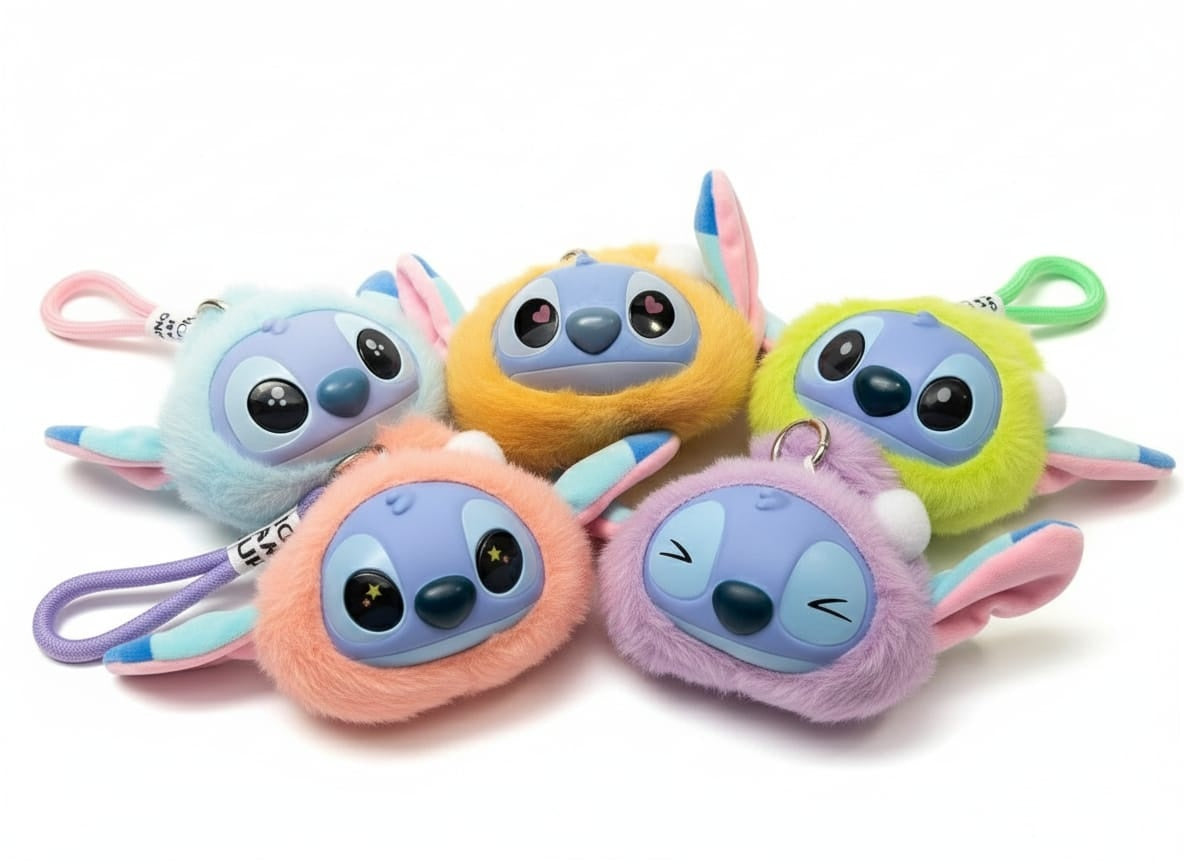 Breloc portofel plus figurina adorabila , model pufos colorat