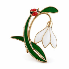 Brosa Martisor Ghiocel Buburuza Noroc 5x4cm, Aurie